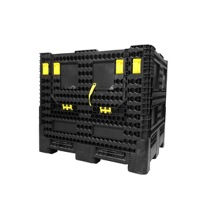 Heavy duty large storage folding euro plastic pallet bin with lid