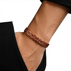 Bracelet magnétique bio-énergétique en cuivre pur, surface texturée diamant, aimants en germanium infrarouge lointain et ions négatifs - Product Image 1