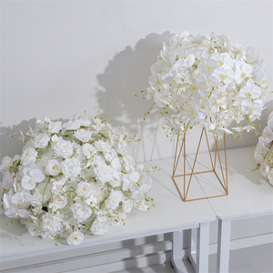 Real Touch White <strong>Orchid</strong> Flower Ball Silk Rose Festival Table Centerpiece Floral Ball for Event <strong>Exhibition</strong> Hall Showcase Decor