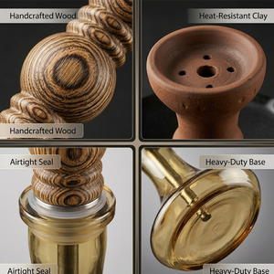 Chicha en verre à tuyau unique avec base en bois pour terrasse, bar, club, <span class=keywords><strong>pub</strong></span>, usage quotidien et détente - Product Image 4