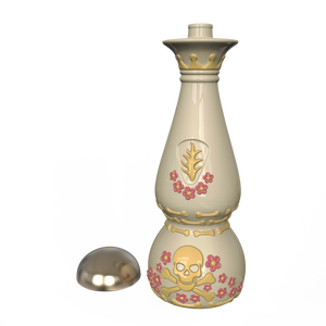 Vente en gros <span class=keywords><strong>Bouteille</strong></span> <span class=keywords><strong>de</strong></span> vin en porcelaine personnalisable faite à la main <span class=keywords><strong>Bouteille</strong></span> <span class=keywords><strong>de</strong></span> <span class=keywords><strong>tequila</strong></span> en céramique jaune crème avec crâne et motif floral en relief - Product Image 3