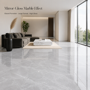 Gạch lát nền men bóng toàn thân, thiết kế đá cẩm thạch xám Trung Quốc, kích thước 60x60cm, gạch ốp tường ceramic bóng cao cấp cho nhà biệt thự — ảnh 1