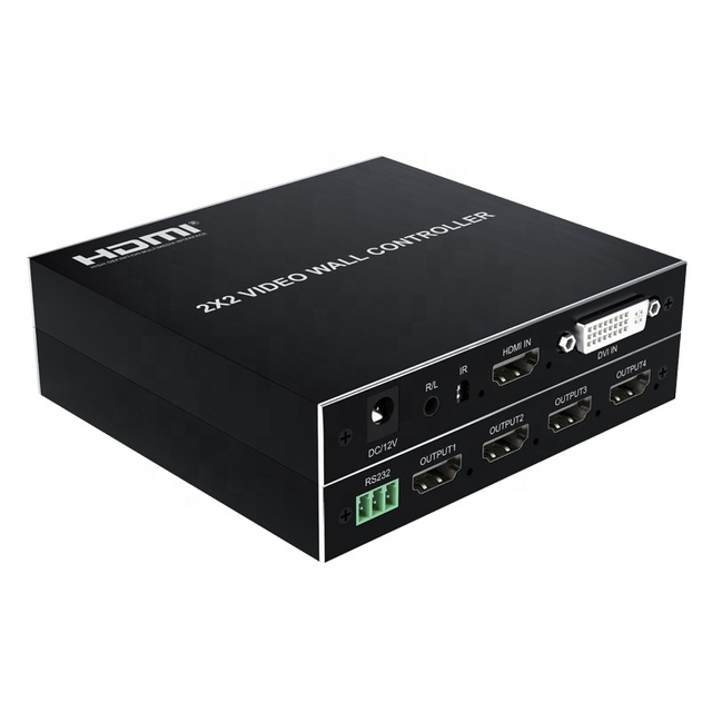 HDMI Video Wall Controller 2x2 1080p 4 Port Multiview DVI Input RS232 HDMI Video Wall Split 1 in 4 Out Video Wall Controller