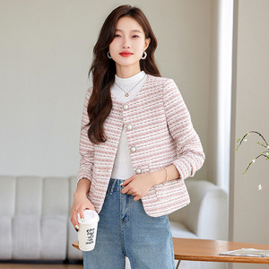 White Wool Blazer For Women Short Coat Elegant Casual Spring Autumn Style With Pocket No-Wrinkle Treatment - Product Image 2