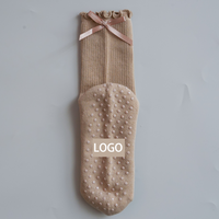 Chaussettes de yoga et de pilates antidérapantes personnalisées avec nœud papillon, à volants, douces et fines, en bambou, pour femmes – Collection Glacière, Vente Flash