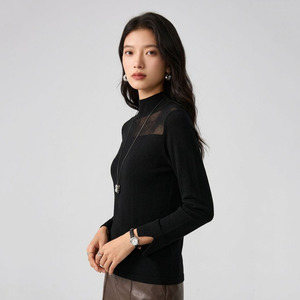 Pull en maille mélange de laine <span class=keywords><strong>pas</strong></span> <span class=keywords><strong>cher</strong></span>, col roulé mi-haut, manches longues, polyvalent, élégant, pour femmes - Product Image 3