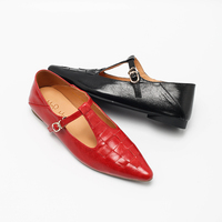 Chaussures plates Mary Jane à bride en T gaufrée pour femmes, légères, style pieds nus, décontractées, pour l'été et le printemps, avec bande élastique et bout carré