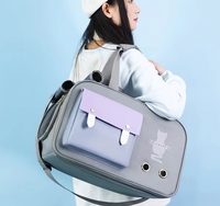 Sac de transport pour animaux de compagnie coloré et élégant avec poche avant, filet ventilé et fenêtre enroulable pour petits animaux