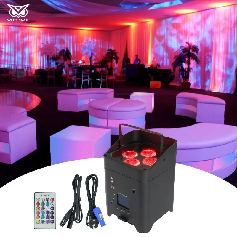 4*18W UV UV Wireless kablosuz LED upwedding akülü kumandalı Up işık düğün DJ için