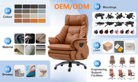 Chaise de bureau ergonomique en cuir de luxe confortable, moderne, pour PDG, direction, inclinable électriquement, avec massage, refroidissement et réglage.