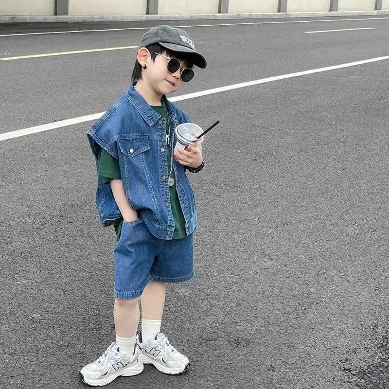 Cowboy Baby Boy Urban Wear Spring Kids Cowboy Clothing Set Solid