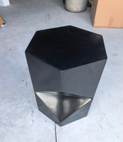 Table d'appoint hexagonale noire moderne en MGO, design élégant et brillant, table basse en béton, table d'appoint en ciment pour l'intérieur et l'extérieur