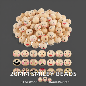 20mm Wooden Beads with Holes Joyful Face DIY Crafts for Jewelry Making <strong>Wood</strong> Smiling Faces Painted <strong>Smile</strong> Face Beads - Product Image 2