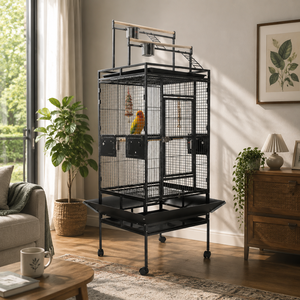 Gazebo <span class=keywords><strong>de</strong></span> Acero y Hierro para Pájaros con Jaula Exterior y Casa para Pájaros Colgante, Espacioso, a Prueba <span class=keywords><strong>de</strong></span> Escapes, Seguro y con Diseño Elegante - Product Image 1