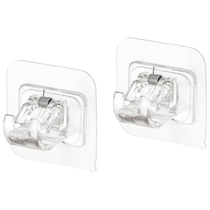 Nail-Free Adjustable PVC Square Clip-On Curtain Rod Holder Bathroom Storage Bracket Wall-Mounted Clip Clamp <b>Hooks</b> for Tools - Product Image 2