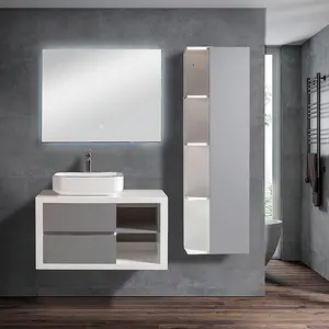 Modern yüksek kapasiteli vanity duvar montajı tezgah lavabosu banyo dolabı ile yan kabin