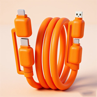 Cable OEM/ODM de Fábrica, Transferencia de 480 Mbps, 4 en 1, Revestimiento de Silicona, Carga Rápida Super 5A de 240 W, Conectores USB-A/Tipo-C