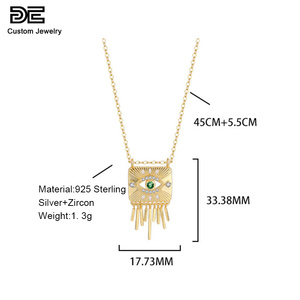 Collana DE con Design Occhio del Demone, Elegante Catena con Zirconi, Gioiello in Argento Sterling 925 Placcato Oro 18K per Donne - Product Image 3