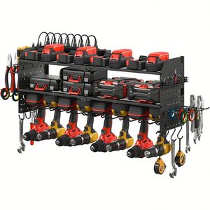 Wholesale Workshop Heavy Duty Metal Wall Power <b>Tool</b> Organizer Garage Shop Pegboard Display Shelf <b>Rack</b> with Charging Station - Product Image 1