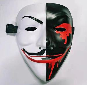 Baige หน้ากากครึ่งหน้าเรืองแสงฮาโลวีนสไตล์ธงชาติอเมริกันพร้อมรูปตัววีวัสดุ PVC สีดำสำหรับงานเลี้ยงคอสเพลย์ - Product Image 4