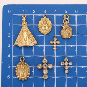 Charmes religieux catholiques, médailles miraculeuses de Notre-Dame, <span class=keywords><strong>crucifix</strong></span>, pendentifs de la Vierge Marie avec strass pour femmes, cadeau, fabrication de bijoux - Product Image 2
