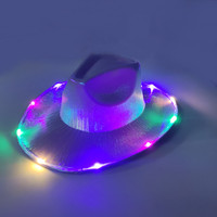 Chapeaux de cowgirl rayés pour Halloween et carnaval, accessoires amusants holographiques pour fête disco, pour femmes, hommes et enterrement de vie de jeune fille