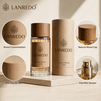 Vente en gros d'usine, flacon de parfum vide transparent rond, 30 ml, 100 ml, 50 ml, flacon de parfum en verre avec bouchon en bois