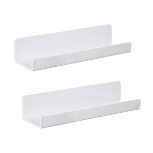Étagère promotionnelle en plastique PS, sur mesure, blanche, commerciale, moderne, durable, à un seul niveau, sectionnelle, pour magasins de détail, 38x11x7.8CM - Product Image 1