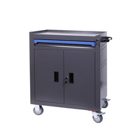 Armoire à outils mobile avec tiroir et portes doubles, chariot à outils en acier verrouillable sur roulettes pour l'organisation du rangement dans le garage et l'atelier