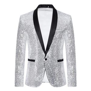 <span class=keywords><strong>Veste</strong></span> de costume élégante pour <span class=keywords><strong>homme</strong></span>, brillante, à un <span class=keywords><strong>bouton</strong></span>, pour scène, soirée, club, chanteur, <span class=keywords><strong>veste</strong></span> à paillettes - Product Image 2