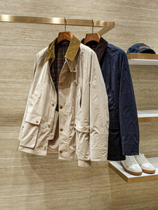 Chaqueta Clásica de <span class=keywords><strong>Hombre</strong></span> con Cuello de Pana - Abrigo Ligero Cortavientos de Primavera con Tejido Técnico Toray para Uso Utilitario - Product Image 2