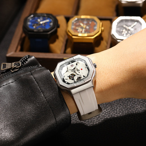 フォースニングレジャーブランド腕時計、売れ筋メンズ腕時計、カスタムロゴ入り自動巻き夜光シリコンバンド、ゴールドカラービジネス腕時計 - Product Image 2