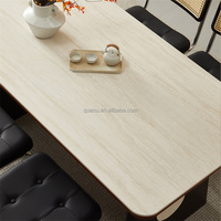 Table à manger moderne et confortable en travertin Quanu, mobilier de table à manger vintage en gros, ensemble de table à manger haut de gamme avec chaises