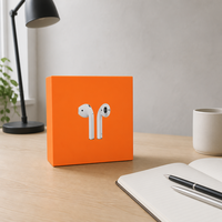 Boîte d'emballage personnalisée pour écouteurs TWS avec logo orange, boîte de vente au détail en papier imprimée OEM pour la vente en gros de la marque