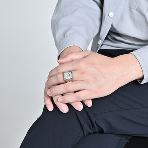 Anillo de Acero Inoxidable para Hombre, Diseño Geométrico, Joyería para el Dedo Índice, Regalo, Acero Dorado K-R997 - Product Image 4