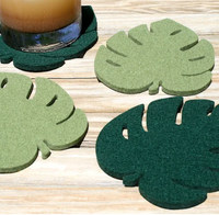 Sous-verres en tissu de cuir de haute qualité respectueux de l'environnement 10 cm support de tapis chaud lumière 5mm d'épaisseur feuille de palmier sous-verres en feutre Tables
