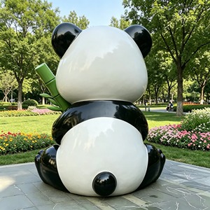Scultura in Resina di Fibra di Vetro a Forma di <span class=keywords><strong>Panda</strong></span> Nero e Bianco Lucido per Parchi Divertimento, Giardini Botanici e Paesaggi Urbani - Product Image 3