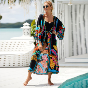 Strand-<span class=keywords><strong>Cardigan</strong></span> aus Rayon mit Positionierungsdruck Urlaubs-Sonnenschutz-Kimono-Bluse Strand-Überwurf - Product Image 1