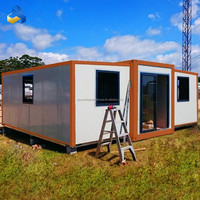 Expédition immédiate : Maison conteneur habitable extensible, modulaire, portable, préfabriquée, avec cuisine et salle de bain, en panneaux sandwich, pour écoles et gymnases modernes
