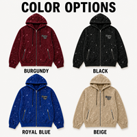 Blouson court oversize à capuche zippé intégral, motif léopard gaufré dégradé avec strass, style streetwear, fabrication OEM, marque personnalisée
