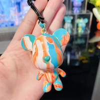 Nouveau Style 6.8cm 8cm Blanc Embryon Graffiti Porte-clés 3D Résine Ours Porte-clés pour Peinture Fluide