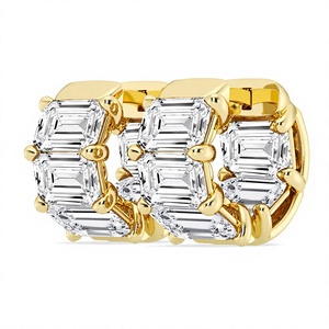 Minimalist 18K 14K Gold Plated Emerald Cut Diamond Huggie <b>Hoop</b> <b>Earrings</b> Women's Eternity Wedding <b>Earrings</b> Statement <b>Earrings</b> - Product Image 1