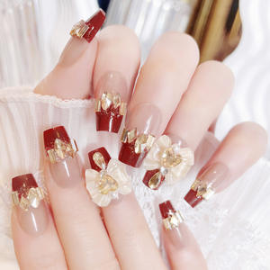 Nouveauté 2026 <span class=keywords><strong>Faux</strong></span> <span class=keywords><strong>ongles</strong></span> à presser en gel souple ABS avec strass scintillants, 24 pièces, style <span class=keywords><strong>mariée</strong></span>, avec colle - Product Image 4