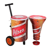 2024 seau à glace extérieur robuste Commercial Portable chariot baril Offest charbon de bois barbecue gril fumeur glacière avec roues