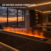 Insert de cheminée électrique à vapeur d'eau 3D 70 cm en acier, humidificateur à nano-pulvérisation, flamme réaliste, couleurs LED, télécommande, intérieur, 3L