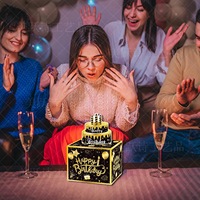 Tirelire d'anniversaire pour argent comptant, cadeau d'explosion de boîte surprise noire pour homme, porte-monnaie milliardaire avec carte coulissante
