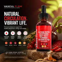 Vascu Flow Gouttes Liquides 60 ml (2 oz) – Extrait de Soutien Circulatoire à Absorption Rapide pour le Flux Sanguin – 30 Doses