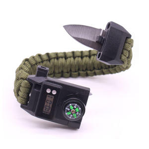 Bộ dụng cụ sinh tồn có thể điều chỉnh với đá lửa, la bàn, đồng hồ, còi, dù, dây thừng, búa phá kính bằng thép - Product Image 5