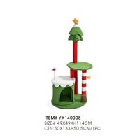 Arbre à chat de Noël avec condo, poteaux à gratter en sisal, mobilier interactif pour chat, centre d'activités
