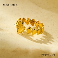 Edelstahl 18 Karat Blattgold Offener verstellbarer Fingerring Modeschmuck Luxus Chunky Geometric Ring